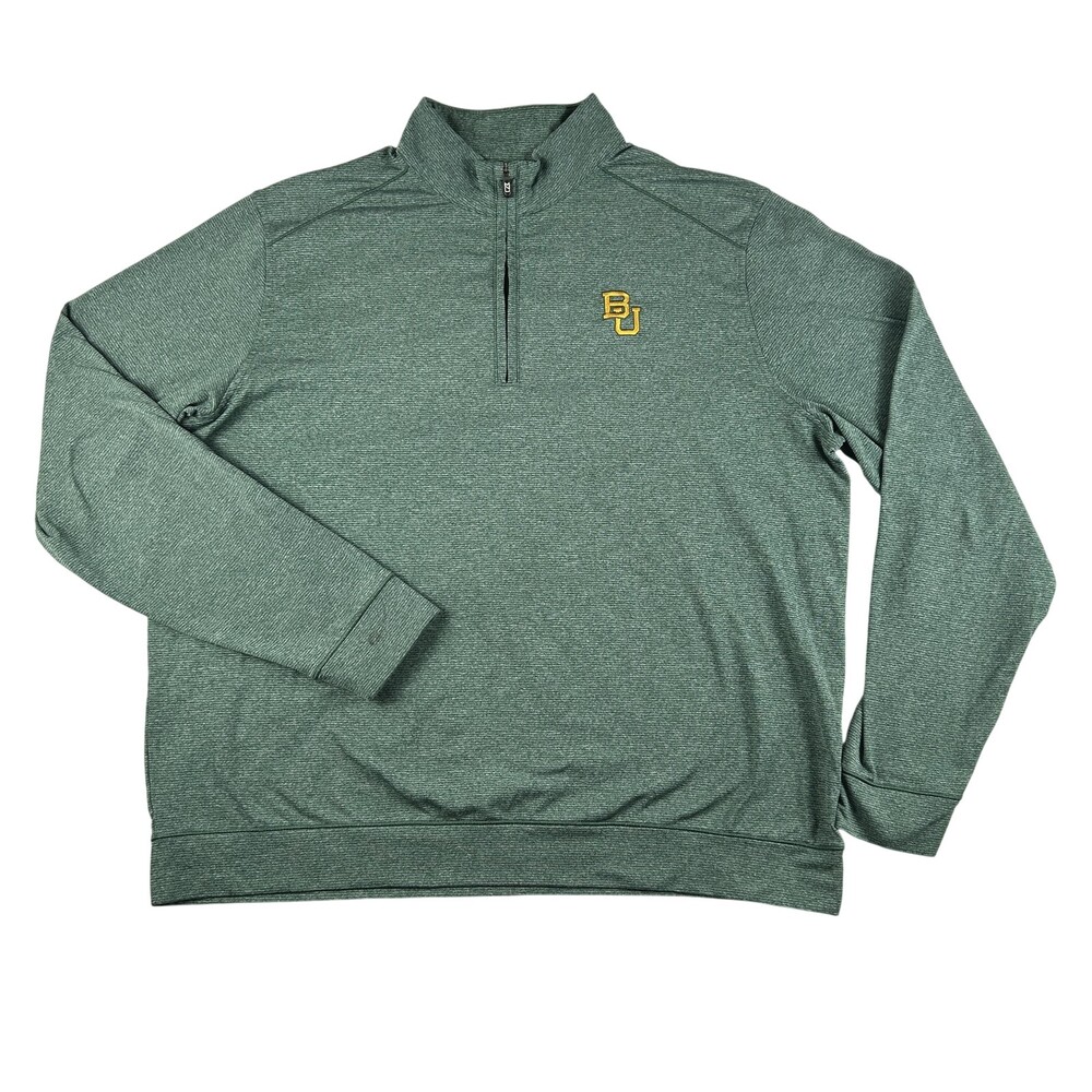 Baylor Bears Sweatshirt Mens 2XL Green NCAA Cutter & Buck CB DryTec 1/4 Zip